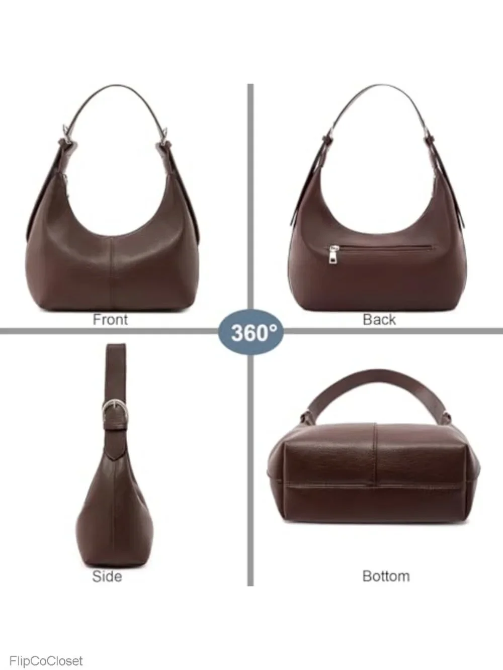 Hobo Shoulder Bag Faux Leather Crescent Crossbody Purse 2 Straps Women